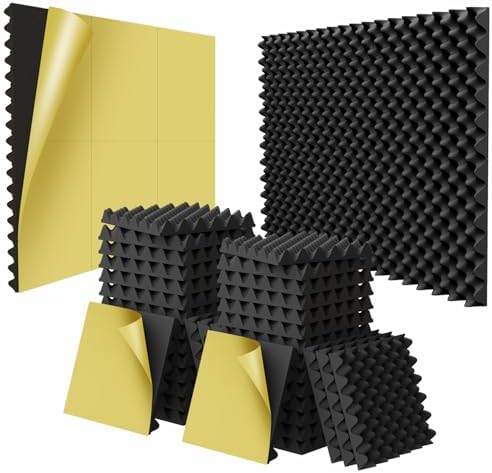 24 Pack 1.5"X12"X12" Acoustic Foam Panels, Self-Adhesive Soundproof Egg Crate by WVOVW