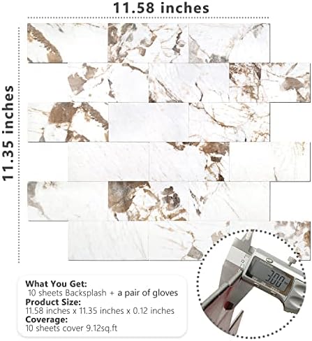 STICKGOO 10 Sheets Subway Tiiles Peel and Stick Backsplash, Belgium White - Image 6