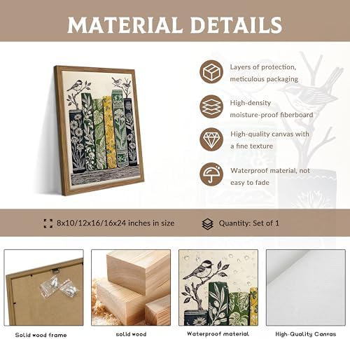 Framed Vintage Botanical Books Canvas Wall Art, Floral Books - Image 5