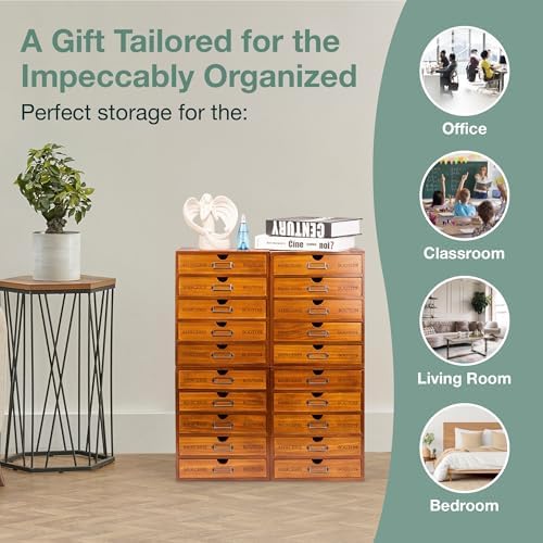 Fully Assembled Modular Stackable 20-Drawer Set of 4 Retro Wood Countertop - Image 7