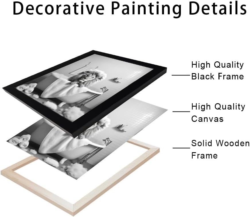Black and White Lion Canvas Wall Art Bathroom Pictures Paintings - Image 2