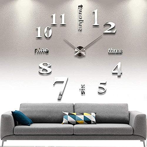 Modern Large 3D Mirror Frameless DIY Wall Clock by CUGBO