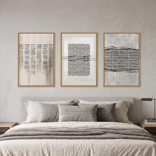 Aryroi Black and Beige Abstract Minimalist Framed Canvas Wall Art-24"x36"x3 - Image 4