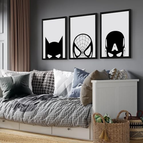 Spiderman Wall Art Boys Room Canvas Wall Decor Black White Wall Art Spiderman - Image 5