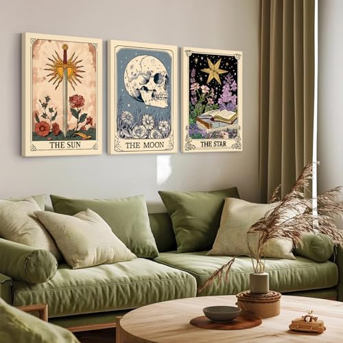 Tarot Card Wall Art Sun Moon Canvas Wall Decor Mystical Astrology Wall Art Boho - Image 5