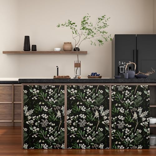 Laatse Vintage Dark Green Floral Leaf Peel and Stick Wallpaper 17.5"x393" - Image 2
