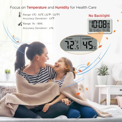 WallarGe Auto Set Digital Wall Clock Battery Operated, Auto DST - Image 2