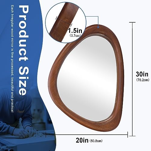 Irregular Wall Mirror, 30*20inch Asymmetrical Wood Mirrors, Entryway Mirror - Image 2