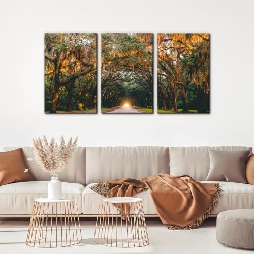 Pacimo 3 Pieces Autumn Landscape Wall Art Decor Fall Orange Hanging Tree Canopy - Image 3
