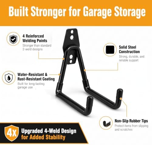 Garage Hooks, 6 Pack Medium Square Wall Hooks - Image 3