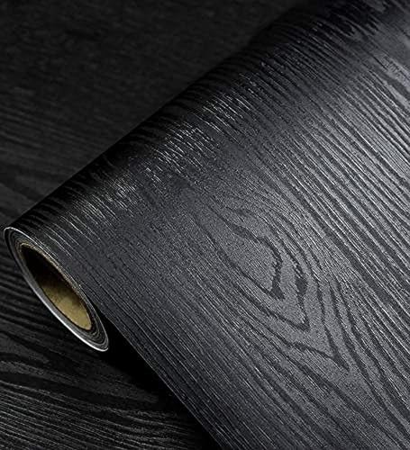 tiltil Black Wood Peel and Stick Wallpaper Wood Contact Paper 11.8" × 590" by TilTil