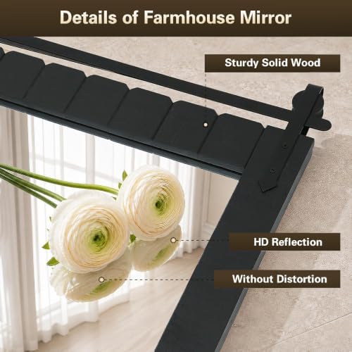 Besdomus Rustic Bathroom Vanity Mirror: 22"x30" Black Farmhouse Barn Door - Image 6