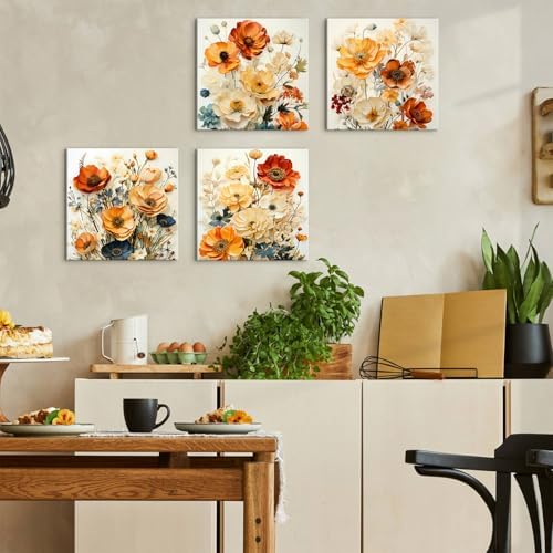 Orange Fall Wall Art Flower Pictures Wall Decor - Image 4