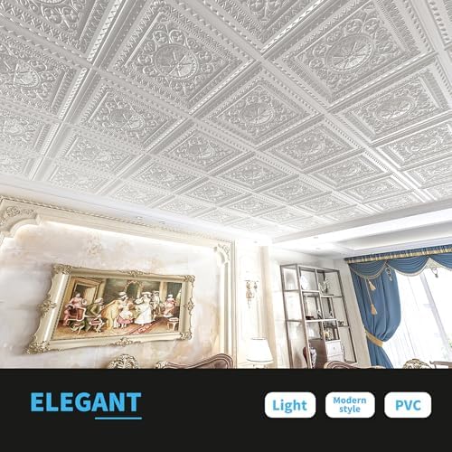 Art3d 24-Pack Drop Ceiling Tiles, Plastic Sheet in White, 2 x 2 ft - Image 4