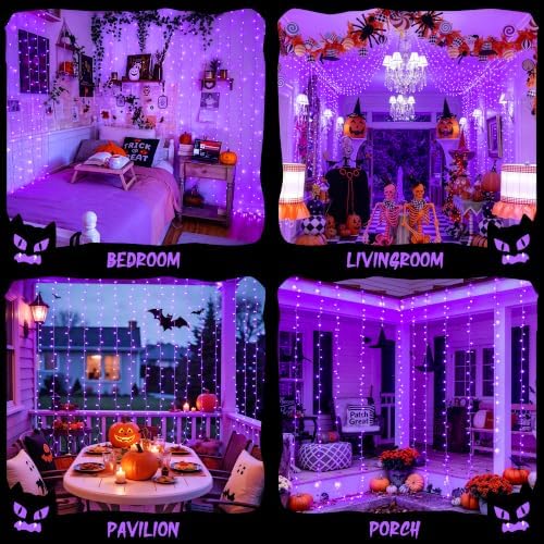 JMEXSUSS 200 LED USB Purple Halloween Lights, 6.5ft x 6.5ft - Image 6
