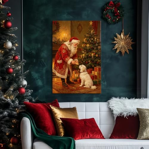 AVANT GARDE CANVAS Christmas Canvas Wall Art, Santa Feeding Dog Biscuits Poster - Image 2