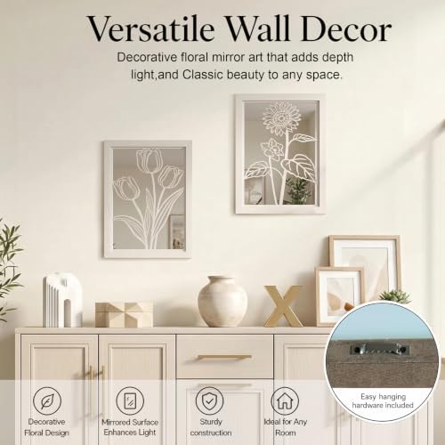 2 Set Farmhouse Mirrors for Wall Decor Living Room Bedroom Bathroom Entryway - Image 5