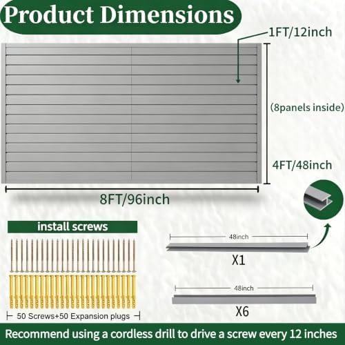 Slat Wall Paneling 4x8 ft Garage Organizer Storage Systems, Heavy Duty PVC - Image 3