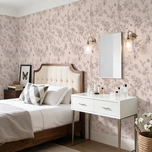 Froluya Brown Floral Peel and Stick Wallpaper Shelf Liner 17.7in×196.8in - Image 6