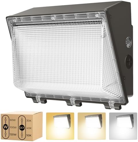 CINOTON 120W LED Wall Pack Light, 3CCT 16800LM, Dusk to Dawn Sensor, 1 Pack by CINOTON