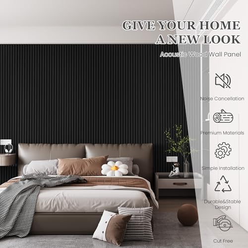 2 Pack 105.9" x 20.5" x 0.8" Acoustic Wall Panels Sound Absorbing, Wood Slat - Image 2