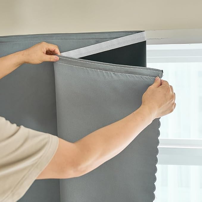 AJAZZ 100% Blackout Stick Curtain Portable Blackout Curtains Adhesive Curtains by AJAZZ