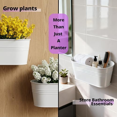 LaLaGreen Hanging Wall Planter White Metal Plant Shelf - Image 6