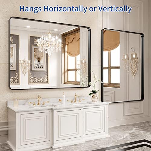 WEER Black Bathroom Vanity Mirror 40X32 Inch - Image 5