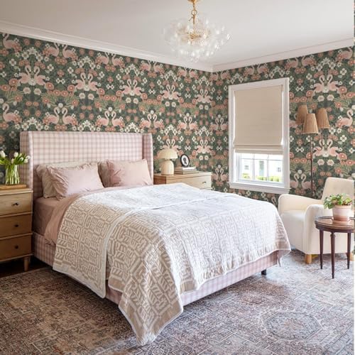 Heroad Vintage Peel and Stick Wallpaper Floral Flamingo Contact Paper Sage - Image 6