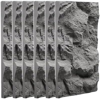 Easy Cut 3D Faux Stone Wall Panels Gray, Lightweight PU Decorative Walls by YXXSDP
