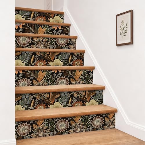Laatse Boho Dark Black Gold Floral Wallpaper Peel and Stick 17.5"x197" - Image 7