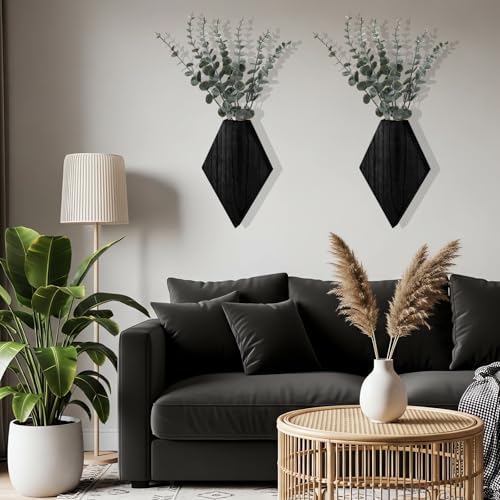 Chunful 2 Pcs Wooden Wall Planter Decor, 9.8 x 6.6 x 1.2 Inches - Image 4