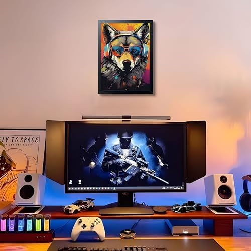 Cool Wolf Wall Art Framed Canvas Print, Wolf Wearing Sunglasses and Headphones - Image 2
