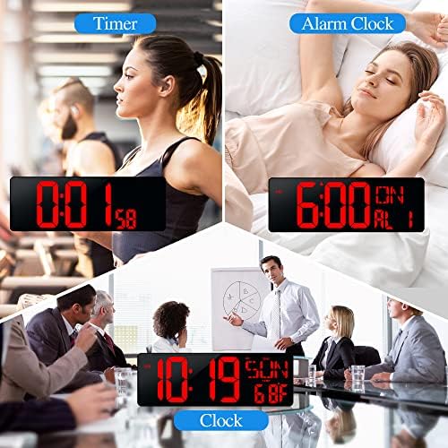 17.2" Large Digital Wall Clock Bluetooth Auto Sync Time Big Timer Red - Image 6