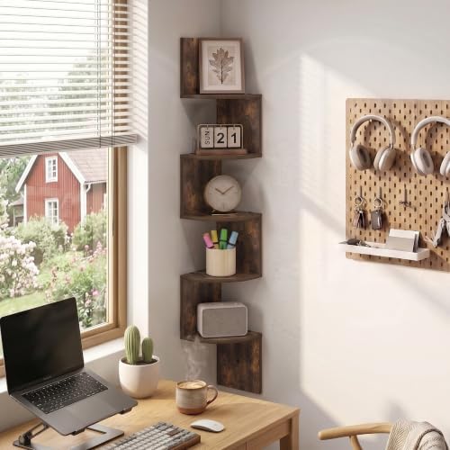 Furinno Rossi 5-Tier Corner Floating Book Shelves - Image 2