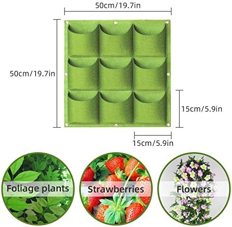 Hanging Planting Grow Bags, 9 Pockets Hanging Vertical Wall Planter Wall - Image 3