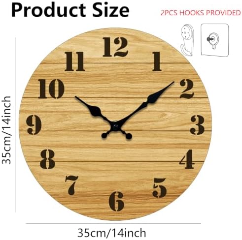 14 Inch Wall Clocks, Silent Battery Operated Analog Clock - Image 3