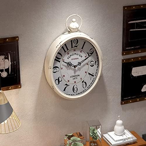 Menterry Large Oval Retro Wall Clock, Rustic Vintage Style, Antique White - Image 7