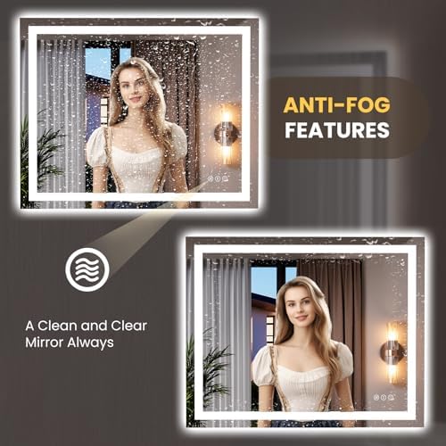 LOAAO 39.4"x31.5" LED Bathroom Mirror - Image 4