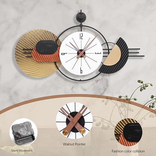 34x19 Inch Large Modern Decorative Wall Clock, Silent Non-Ticking Battery - Image 4