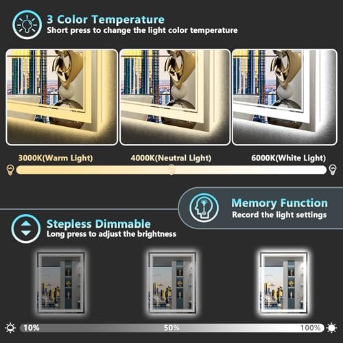 28x36 LED Bathroom Mirror, Backlit & Front Lit Lighted Mirror - Image 4