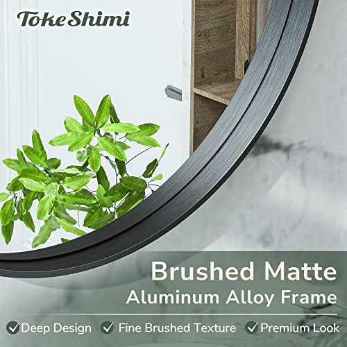 TokeShimi Black Round Mirror 30 Inch Black Circle Wall Mirror Non-Rusting - Image 2