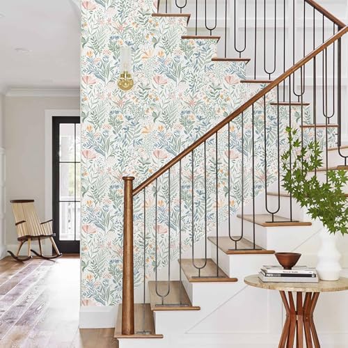 Fititem Floral Peel and Stick Wallpaper Boho Modern Wall Paper 17.3”×197” - Image 3