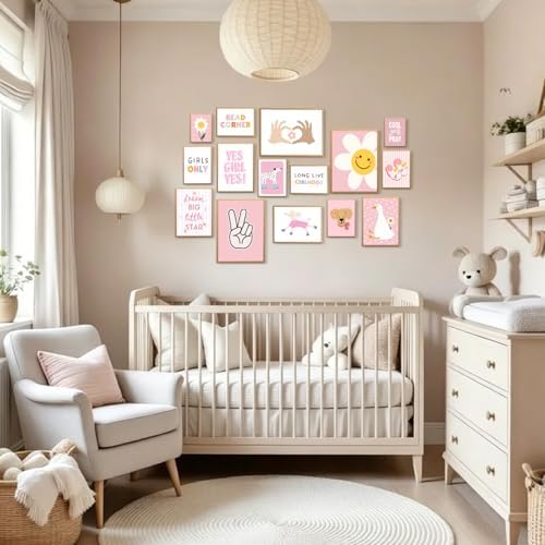 Baby Nursery Wall Decor-Cartoon Animal Playroom Canvas Wall Art Cute Girl - Image 2