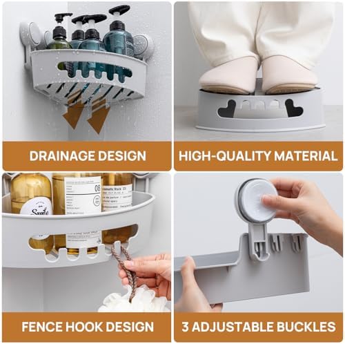 LEVERLOC Corner Shower Caddy Suction Cup, shower shelves suction cup - Image 4