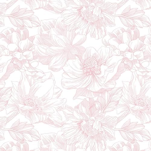 Dimoon 236"x17.3" Peel and Stick Wallpaper Floral Contact Paper Boho White Pink by DIYYOURMOON