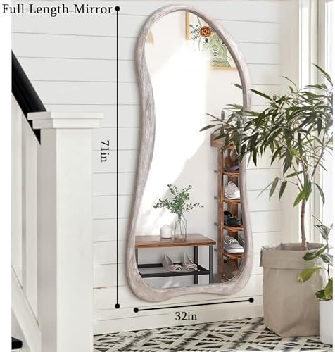 AAZZKANG Wall Mirror Full Length Rustic Wood Framed Floor Mirrors 71"x32" - Image 3