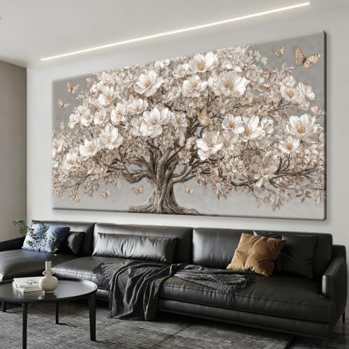Large Floral Tree Of Life Canvas Wall Art Decor by Tsomzxng