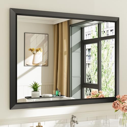Briivue Black Metal Framed Bathroom Wall Mirror, 40x30 Inch by Briivuemodernmirrors