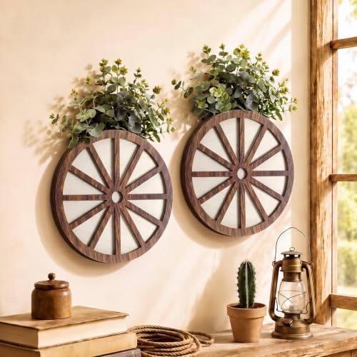 Novabright 2 Pack Wagon Wheel Vase Rustic Wooden Western Wall Decor by Unknown